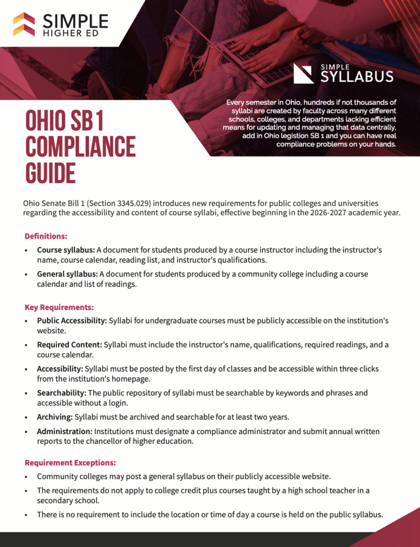 Ohio SB 1 Compliance - Simple Higher Ed
